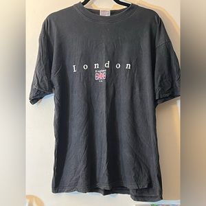 London England washed black tee